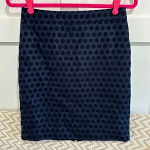 J.Crew Navy Blue Polka Dot Pencil Skirt sz 10
